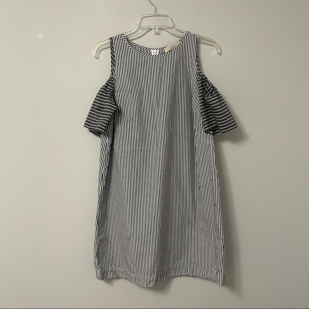 Ann Taylor LOFT cold shoulder striped dress